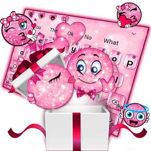 Pink Glitter Love Emoji Keyboard 10001004