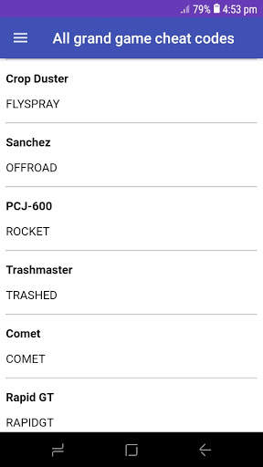 All grand game cheat codes screenshot 3
