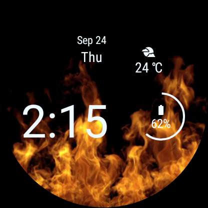 Flames Watch Face - Wear OS Smartwatch - Animated screenshot 9