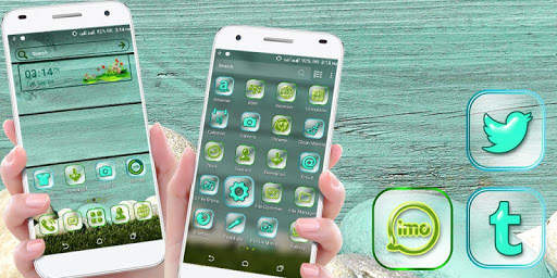 Cyan Wooden Launcher Theme screenshot 2