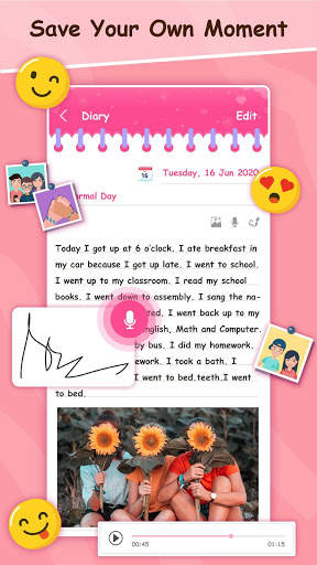 Diary App with Video, Photo & Security Lock 1 تصوير الشاشة