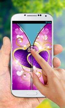 Purple Love Zipper Lock Screen screenshot 3