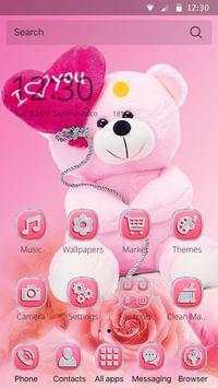 Theme Pink Teddy Bear Love screenshot 3