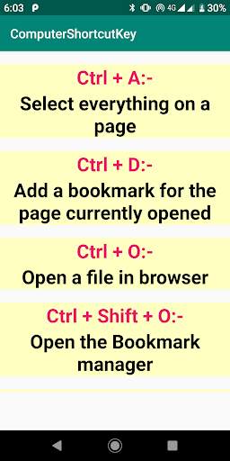 Computer Shortcut Key - Keyboard Shortcut Offline скриншот 4