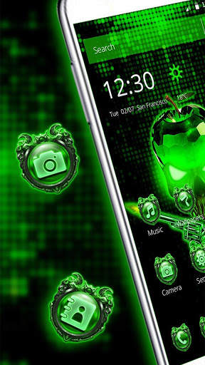 Green Crystal Apple Skull Theme screenshot 1