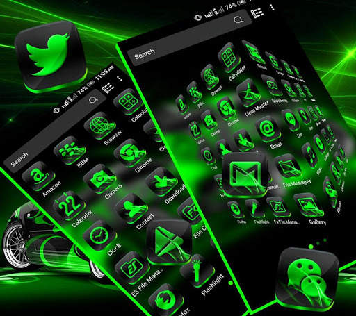 Neon Green Car Launcher Theme screenshot 1
