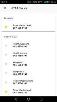 Cheats for GTA 4 screenshot 1