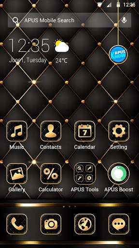 Black golden APUS Launcher theme screenshot 1