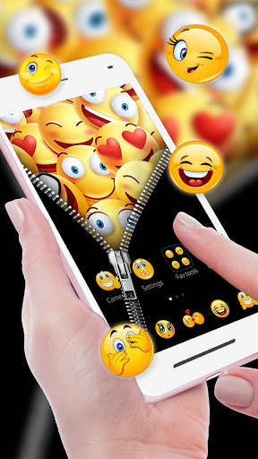 Smiley Emoji Zipper Themes HD Wallpapers 3D icons screenshot 2