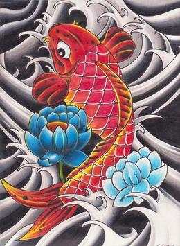 Koi Fish TattooDesingWallpaper 3 تصوير الشاشة