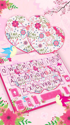 Pink Floral Hearts Keyboard Theme screenshot 2