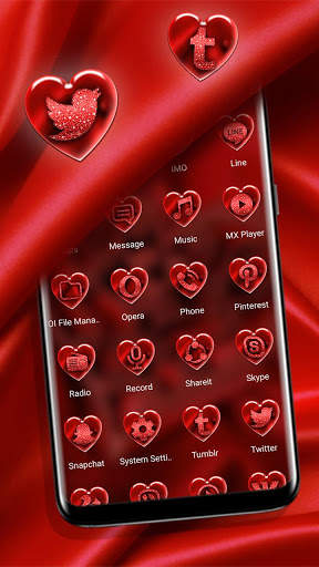 Red Love Heart Launcher Theme screenshot 2