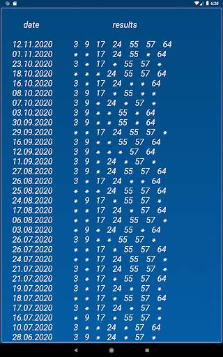 Keno FR combination statistics screenshot 17