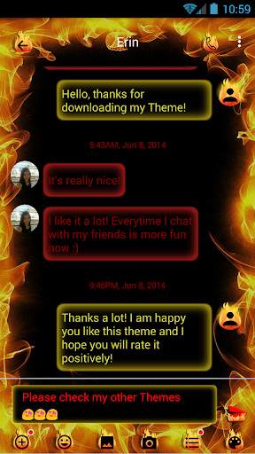 SMS Messages Flame Fire Theme screenshot 2