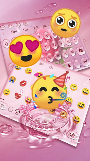 Pink Rose Water Drop Keyboard screenshot 3