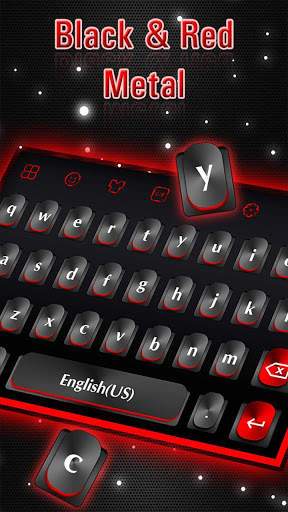 Black & Red Metal Keyboard Theme स्क्रीनशॉट 2