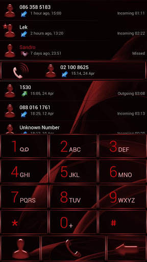 Dialer MetalGate Red Theme 3 تصوير الشاشة