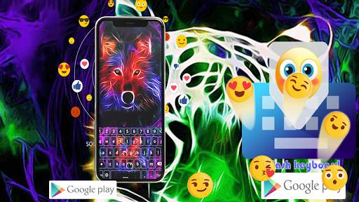 Flash Keyboard - Neon Animals Keyboard Themes screenshot 1
