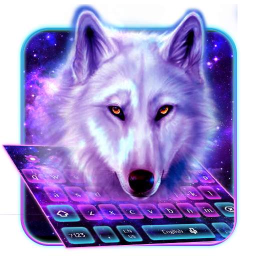 Galaxy Neon Wolf Keyboard Theme 10001003