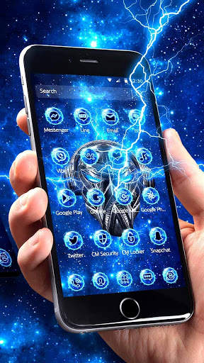 Blue Tech Skull Theme screenshot 3
