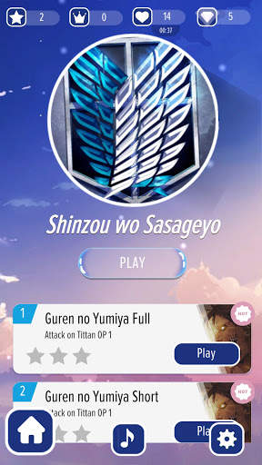 Piano AoT Sasageyo Anime Tiles screenshot 1