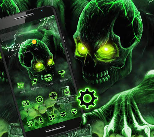 Green Horrific Zombie Skull Theme screenshot 2