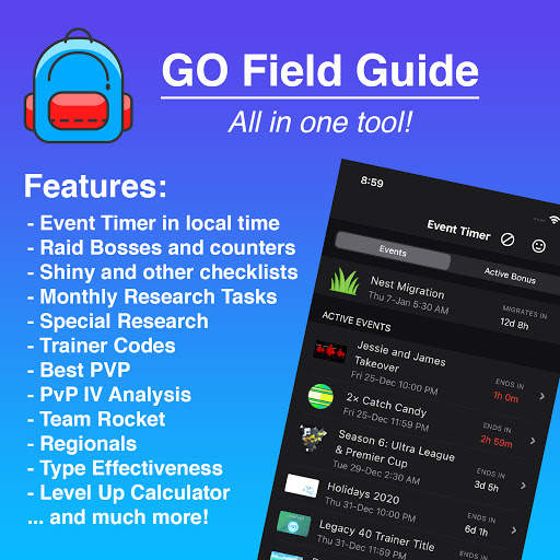 GO Field Guide (Events, Raid Counters, Checklists) screenshot 1