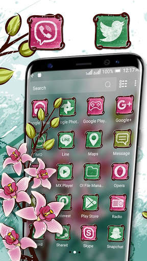 Pink Flower Painting Launcher Theme screenshot 2