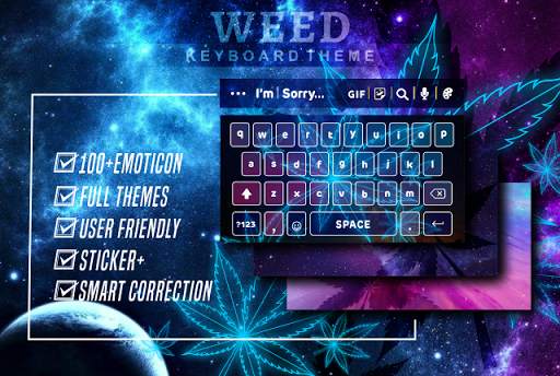 Tema Keyboard Neon Blue Weed Keren screenshot 2