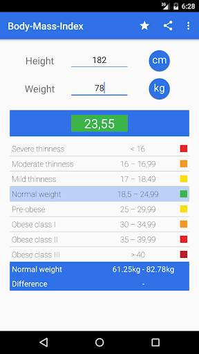 BMI Calculator - for men screenshot 1