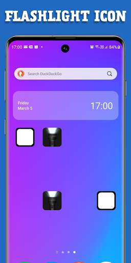Flashlight -No Ads, Home Screen Icon, White Screen screenshot 2