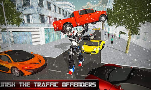US Police Transform Robot Car: Real Snow City screenshot 2
