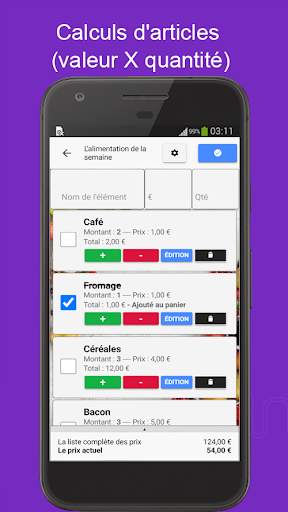 Liste de courses avec prix screenshot 3