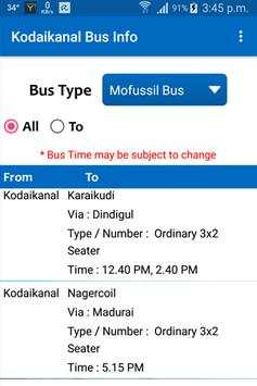 Kodaikanal Bus Info screenshot 3