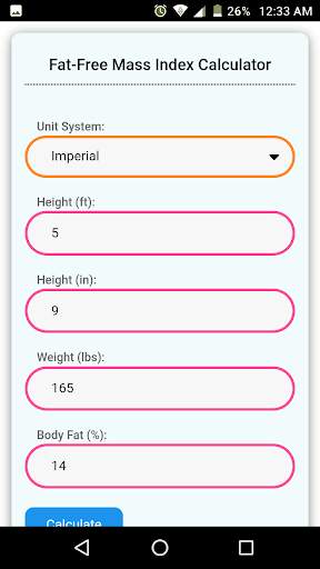 Fat Free Mass Index Calculator screenshot 3