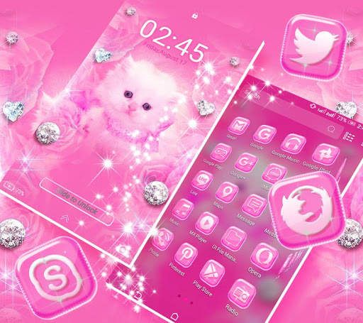 Cute Pink Cat Launcher Theme screenshot 6