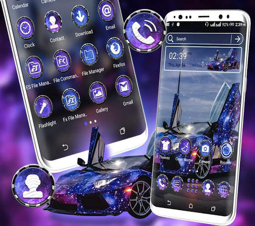 Blue Glitter Car Launcher Theme screenshot 2