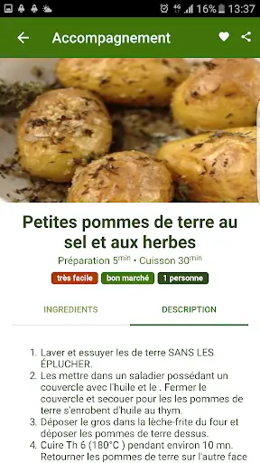 Recettes Pomme de Terre screenshot 2