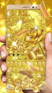 Luxury Golden Butterfly Keyboard Theme screenshot 1