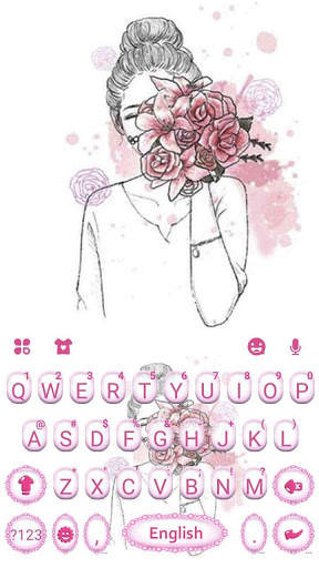 Pink Roses Girl Keyboard Theme screenshot 5
