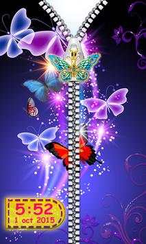 Butterfly Zipper Lock Screen screenshot 1