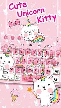 Cute Pink Unicorn Kitty-Keyboard Theme screenshot 1