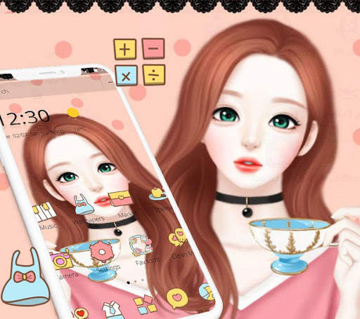 Cartoon Beautiful Girl Lovely Theme screenshot 1