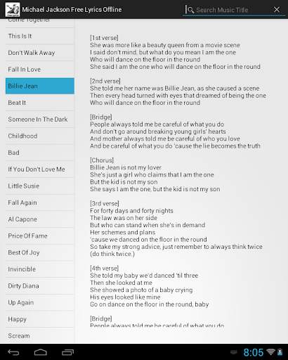 Michael Jackson Lyrics Free Offline screenshot 4