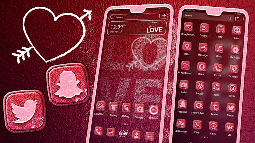 Love Red Launcher Theme screenshot 1