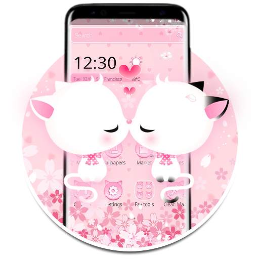 Pink Cute Couple Cat Fluffy Theme 1.1.3