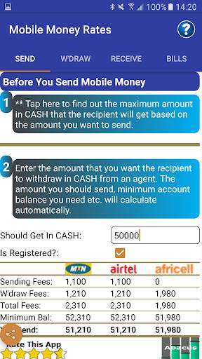 Mobile Money Rates Calculator screenshot 5