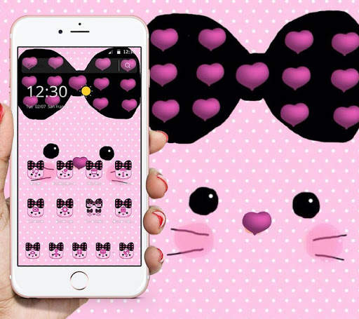 Pink Bowknot Cute Kitty Theme screenshot 4