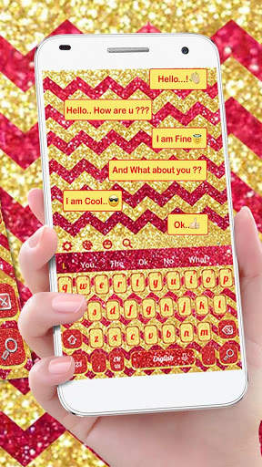 Gold Red Glitter Zigzag Keyboard Theme screenshot 2
