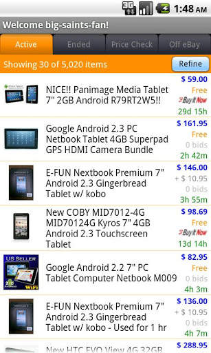 Pkt Auctions eBay screenshot 2
